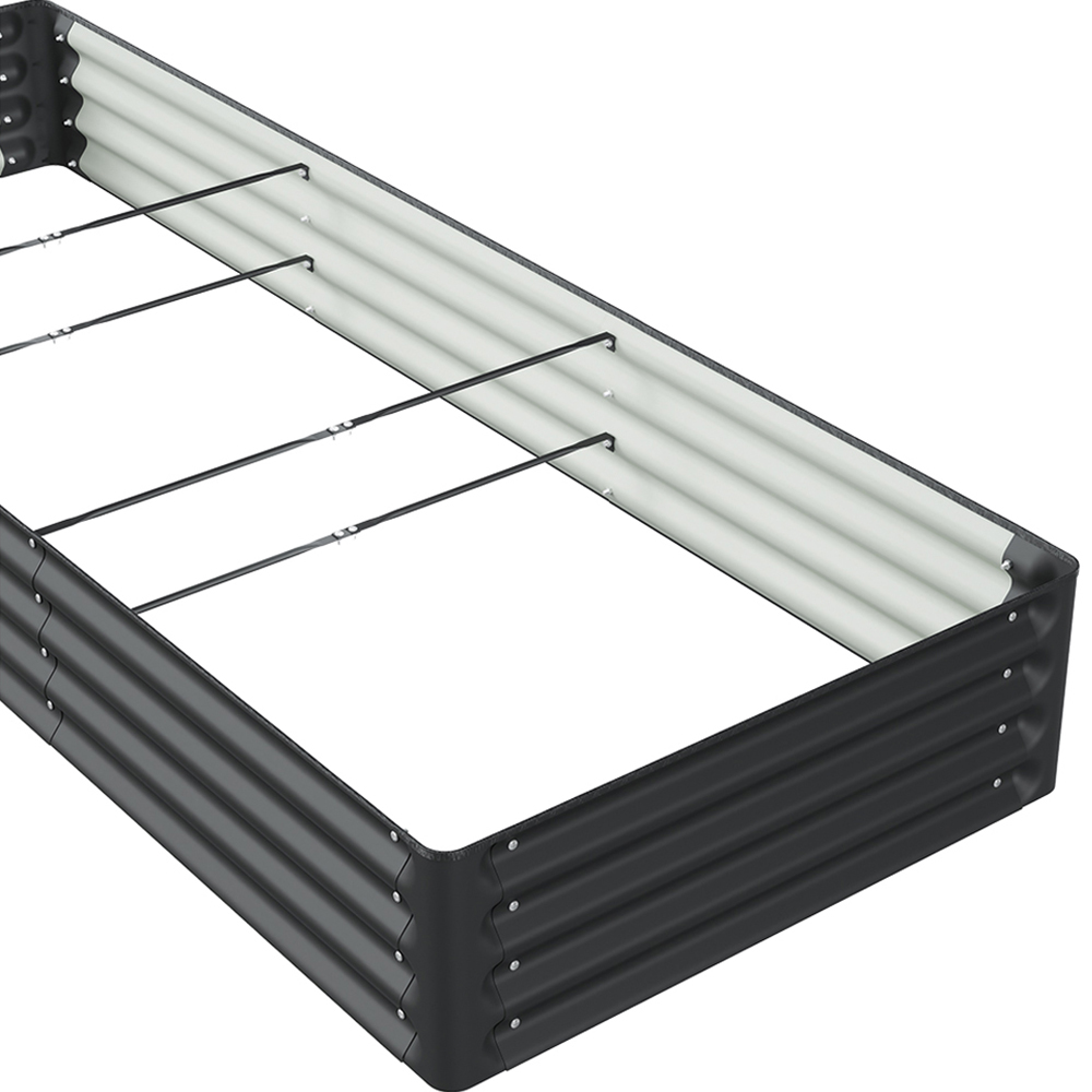 Living and Home Black Rectangular Galvanised Steel Raised Garden Bed 240 x 90cm Image 4
