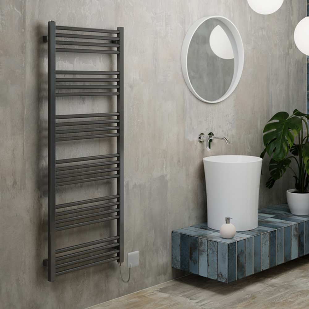 Terma Fiona E Sparkling Grey Electric Towel Rail 1380 x 500mm Image 2
