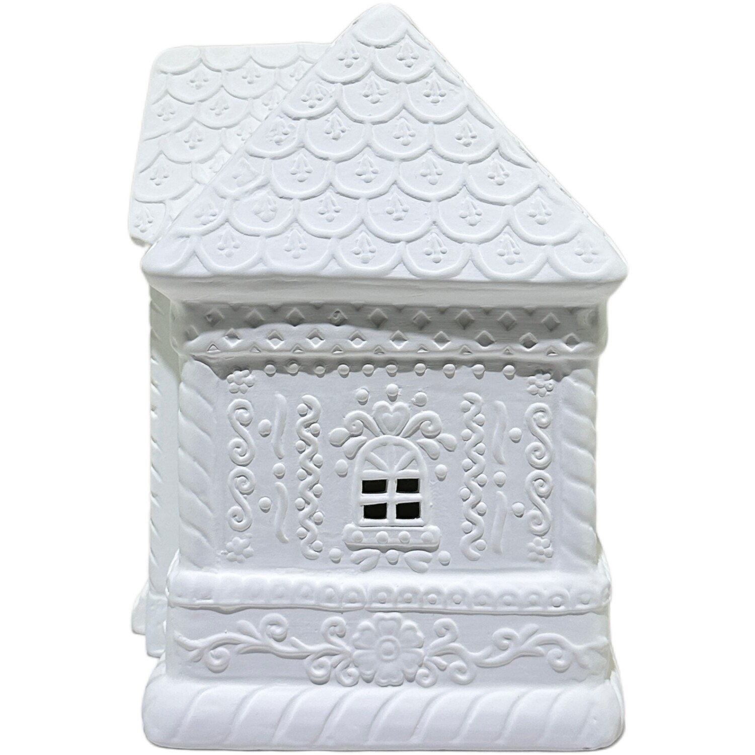 Large Ceramic Gingerbread House White Image 4