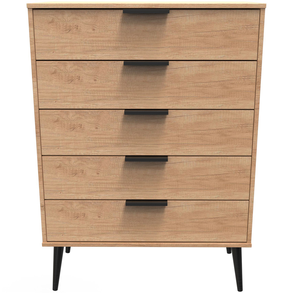 Crowndale Hong Kong 5 Drawer Nebraska Oak Chest of Drawers Ready Assembled Image 3