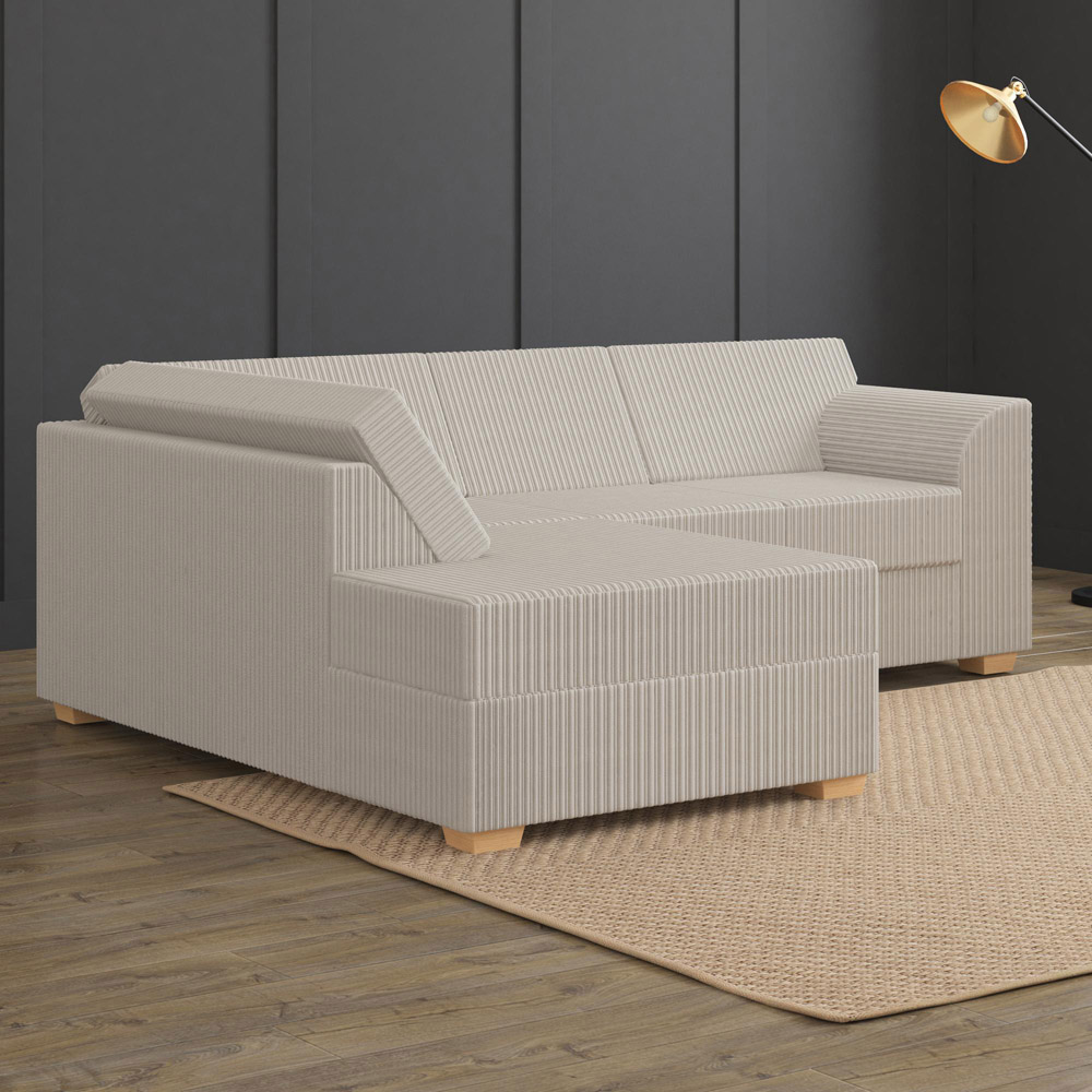 Modo 3 Seater Stone Jumbo Cord Left Hand Fixed Back L-Shape Corner Sofa Image 6