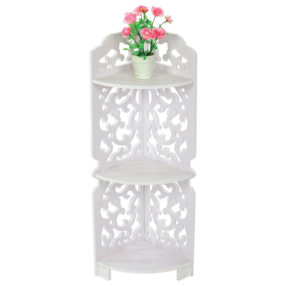 Living and Home 3-Tier White Corner Storage Rack Image 3