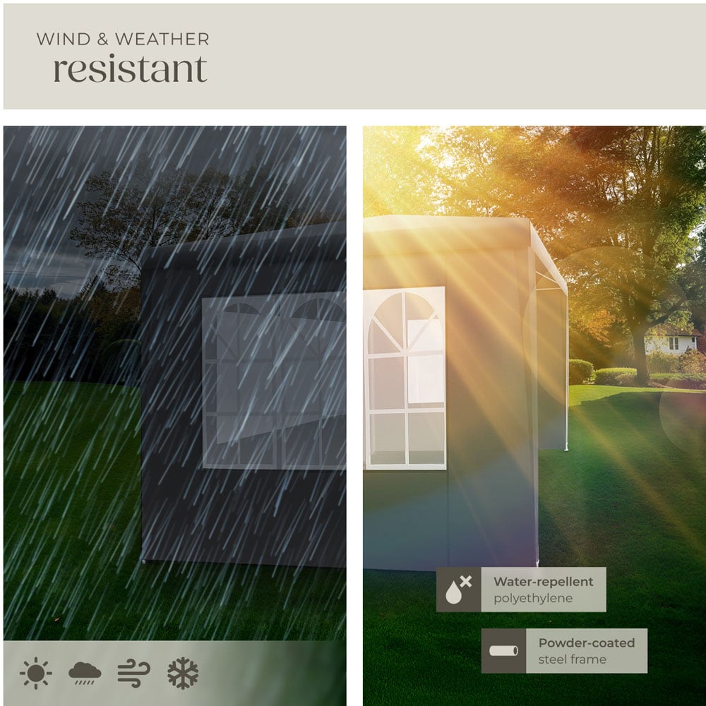 tectake Barinas 3 x 3m Grey Water Resistant Gazebo with 3 Side Panels Image 4