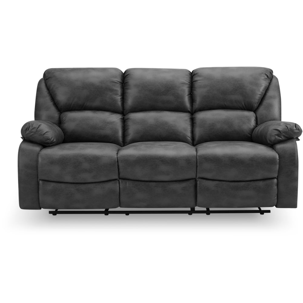 Home Detail Enoch 3 Seater Black Faux Leather Manual Recliner Sofa Image 3