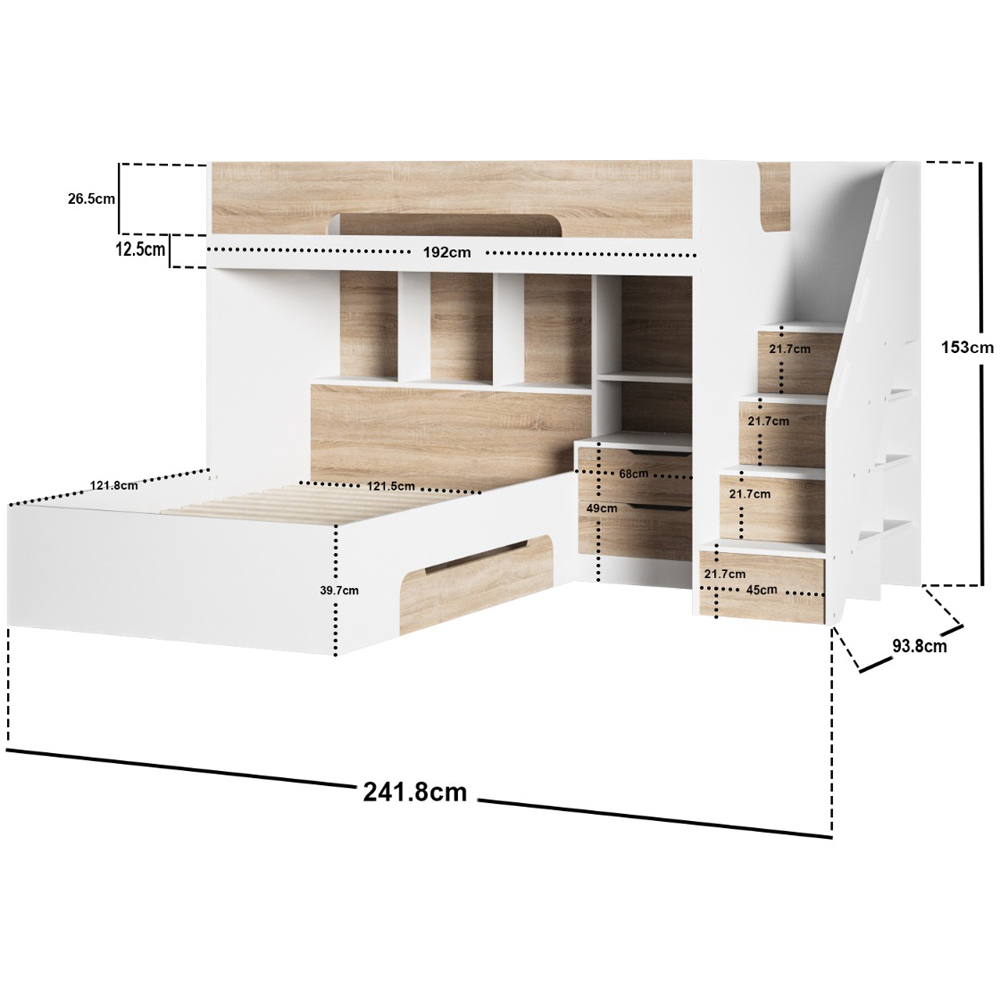 Flair Greyson Oak Staircase Triple Bunk Bed with Storage Image 7