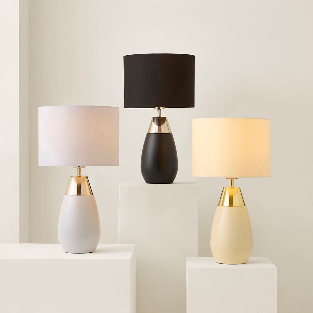 ValueLights Hurst Black Drum Shade Touch Table Lamp with Bulb Image 6
