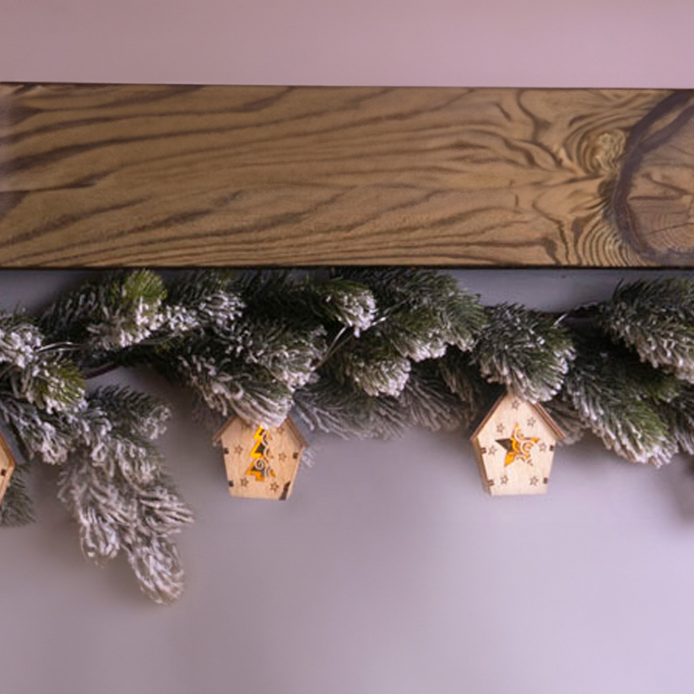 St Helens Battery Powered Christmas Wooden House Light String Image 2