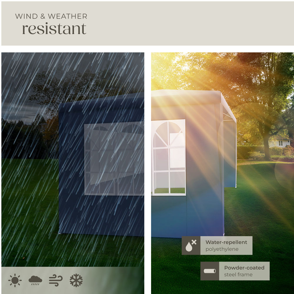 tectake Miramas 3 x 3m Blue Water Resistant Gazebo with 3 Side Panels Image 4