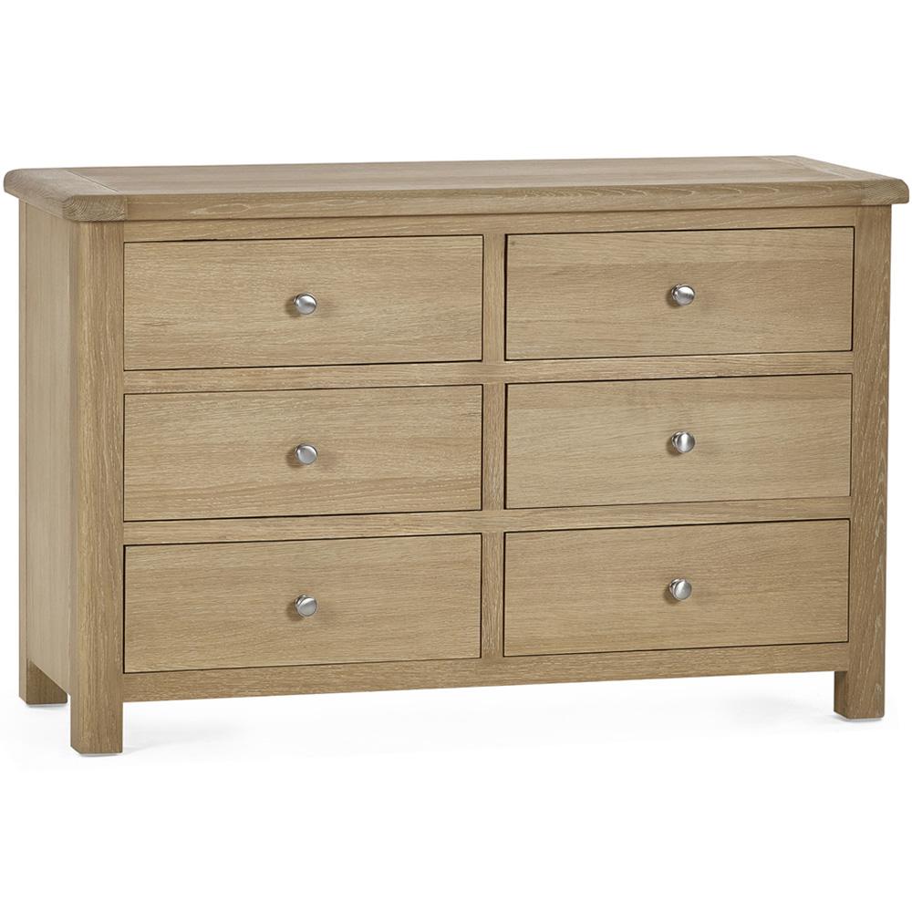 Julian Bowen Memphis 6 Drawer Limed Oak Wide Chest of Drawers Image 2