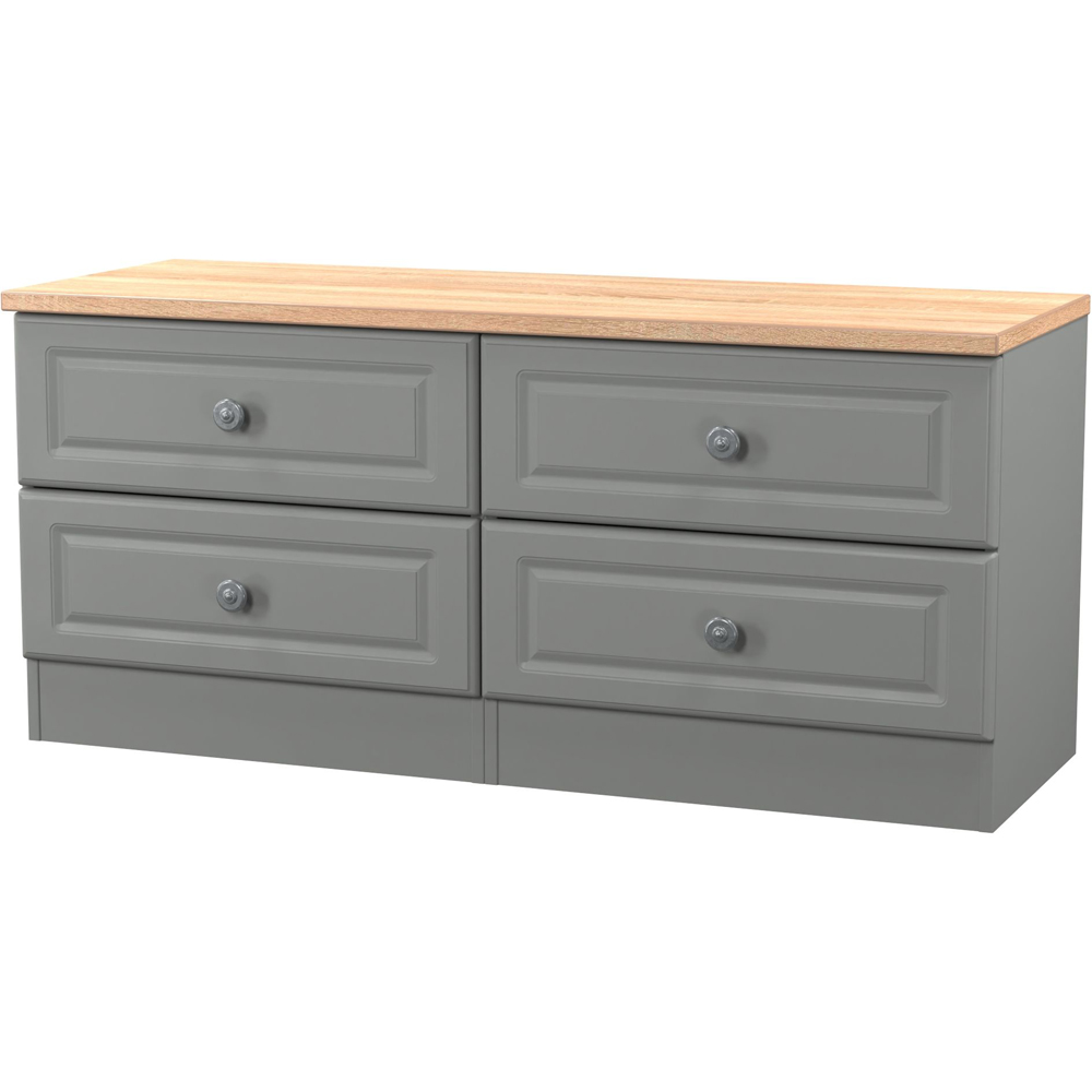 Crowndale Norfolk 4 Drawer Dusk Grey and Bardolino Oak Bed Box Ready Assembled Image 3