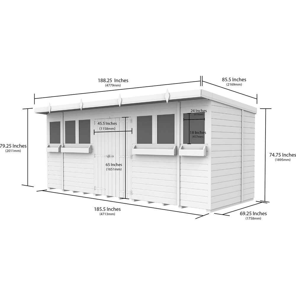 DIY Sheds 16 x 6ft Tongue and Groove Timber Pent Summer Garden Shed Image 8