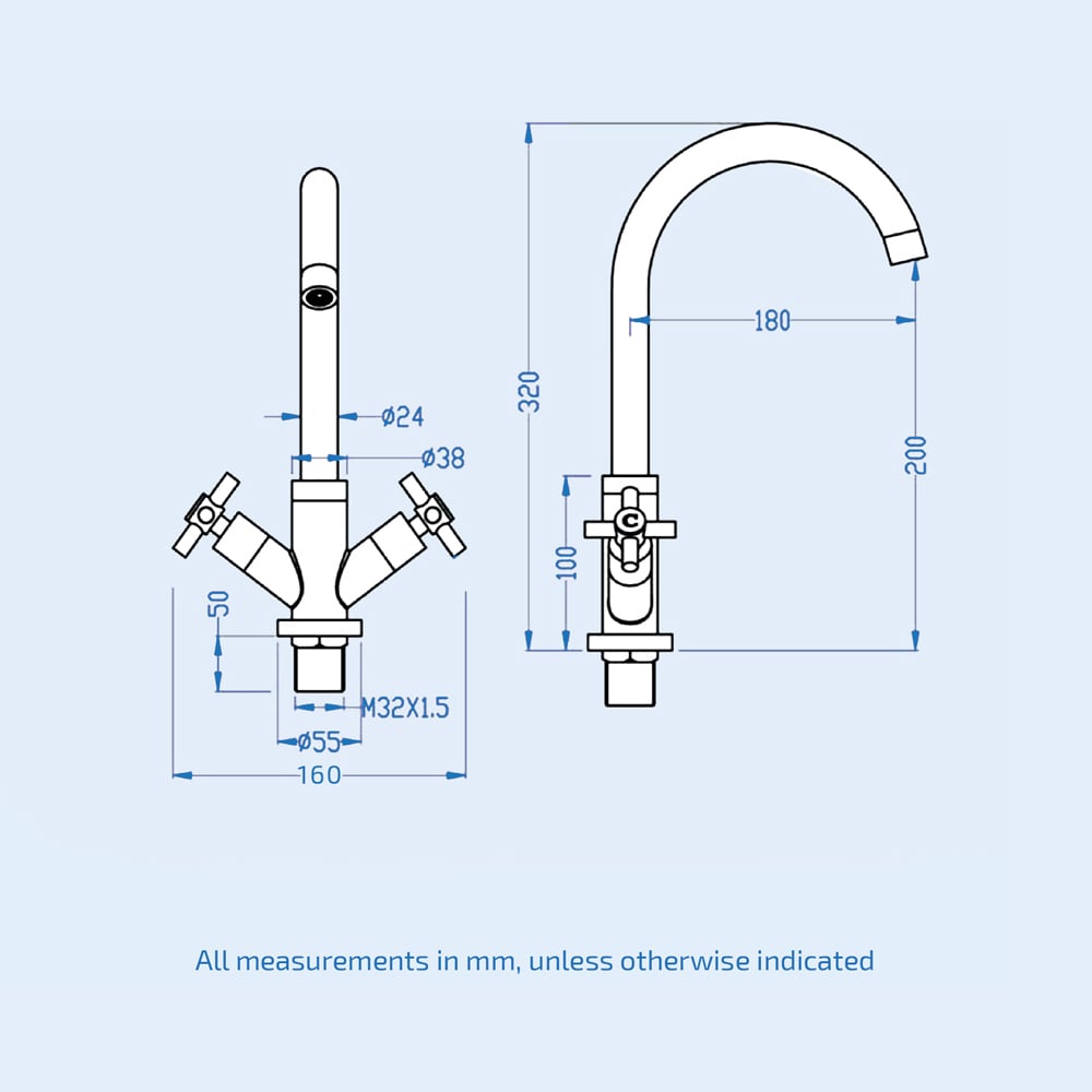 Nes Home Corry Chrome Cross Head Swivel Spout Kitchen Mixer Tap Image 3