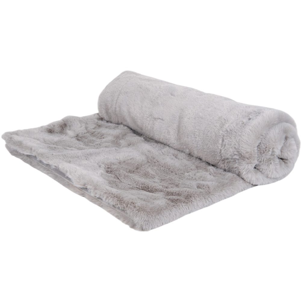Soft Rabbit Faux Fur Throw - Grey Image 2