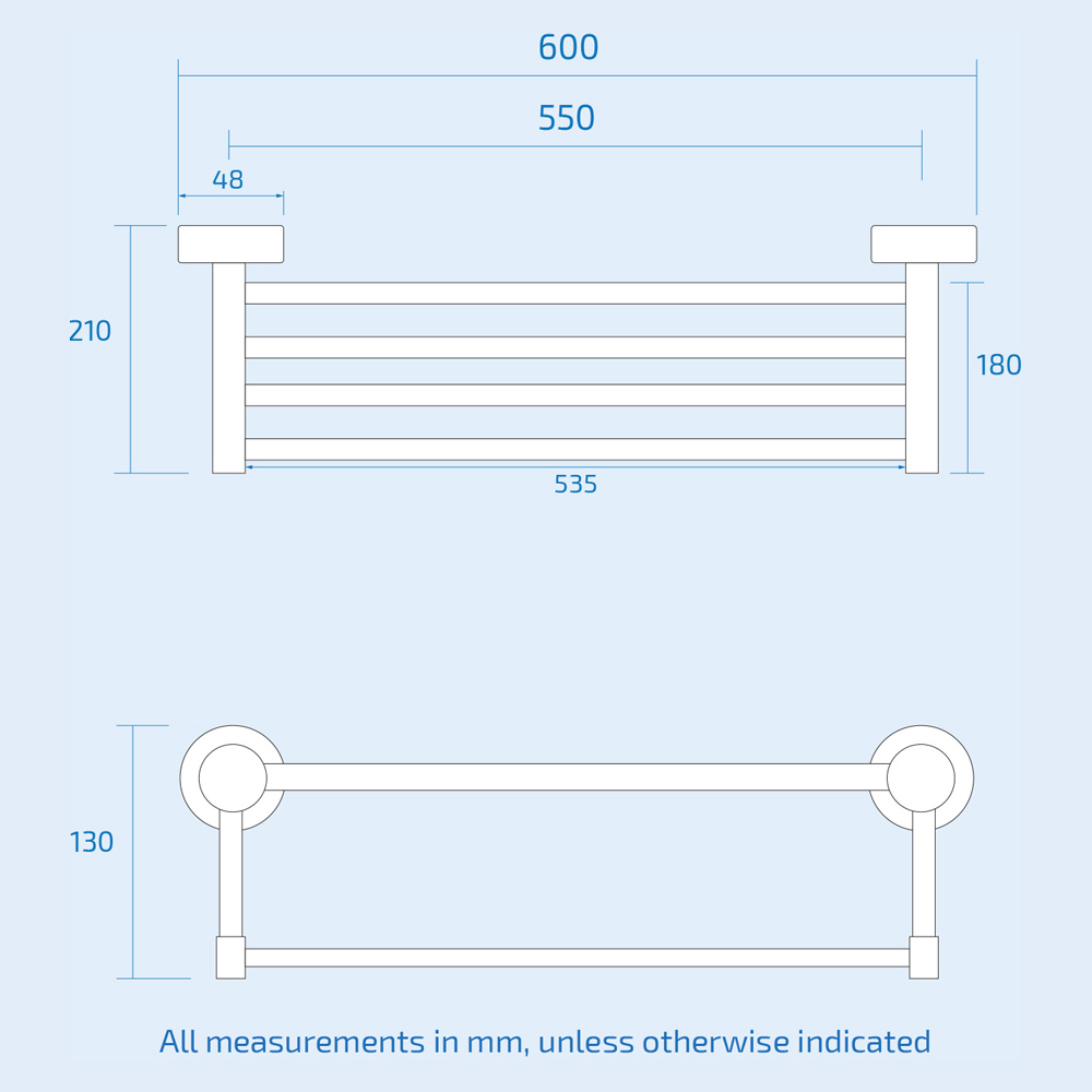 Nes Home Chrome Bathroom Towel Rack with Rail Image 3