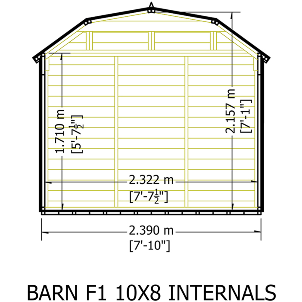 Shire Barn 10 x 8ft Double Door Shiplap Apex Garden Shed Image 8