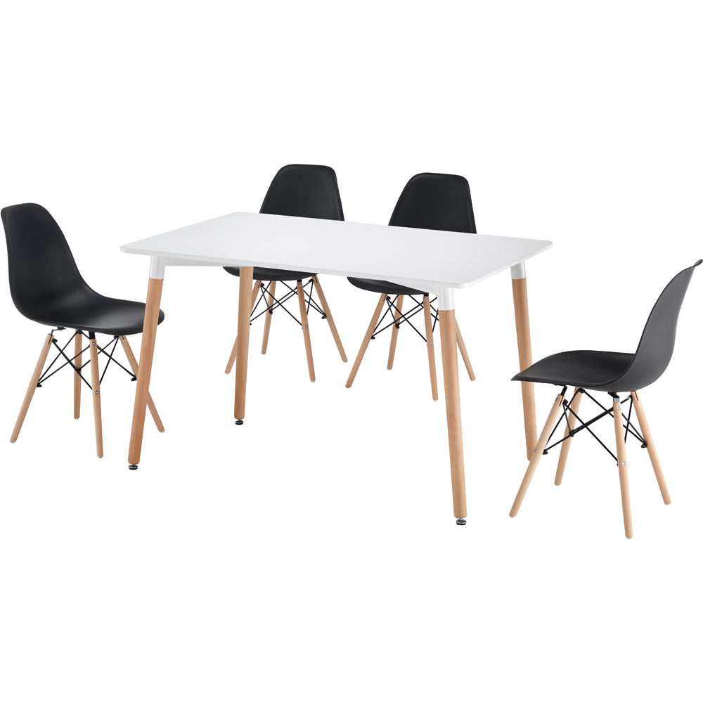 Comfy Living 4 Seater Metal Detailing Dining Set White and Black Image 2