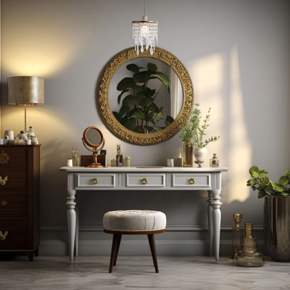 Happy Homewares Waterfall Design Gold Clear Acrylic Droplets and Beads Pendant Shade Image 2