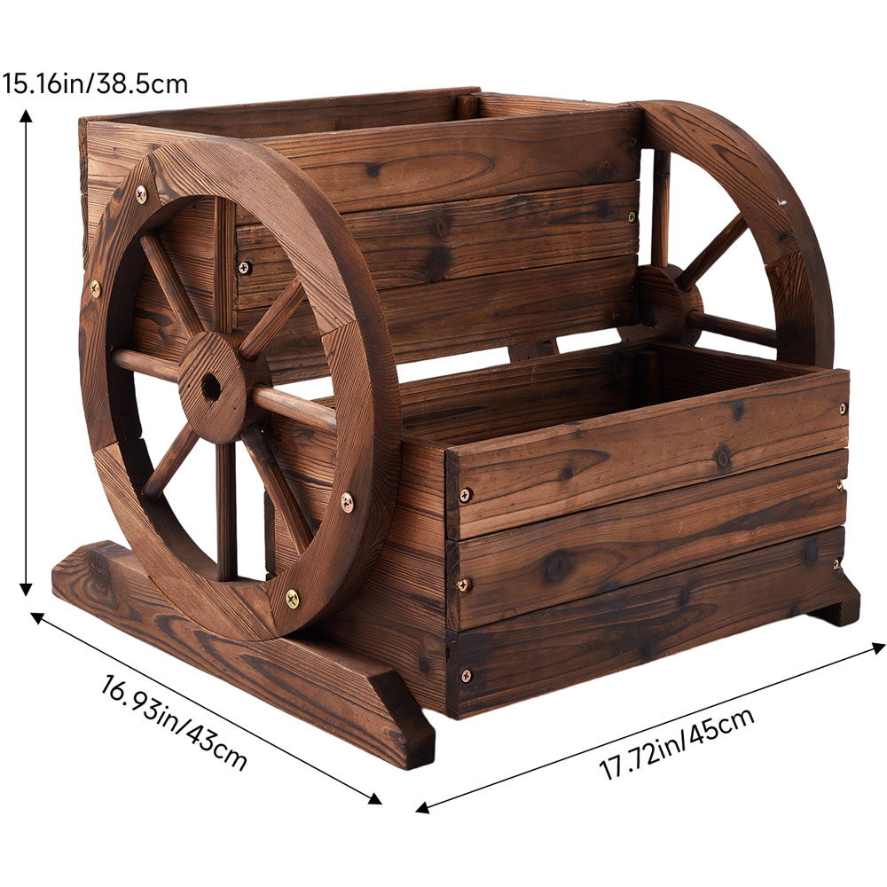 Living and Home 2 Tier Wooden Planter with Wagon Design Image 8