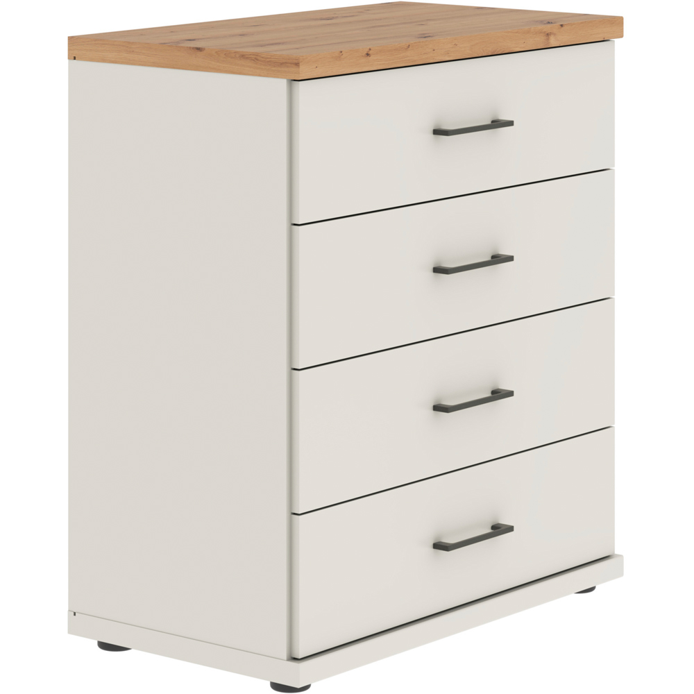 Homebase Truro Boak and White 4 Drawer Wide Chest of Drawers with Slate Handles Image 2