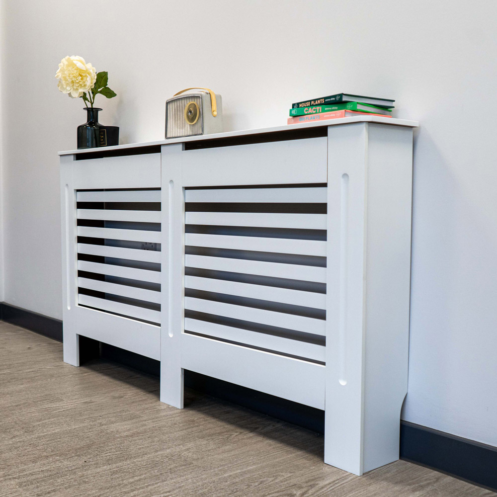 Jack Stonehouse Matt White Horizontal Line Radiator Cover Large Image 2