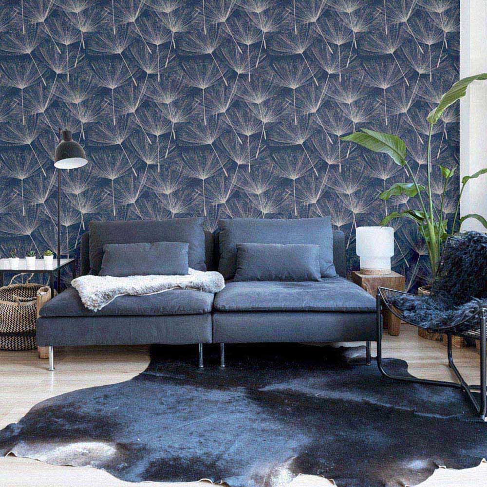 Arthouse Harmony Dandelion Navy and Silver Wallpaper Image 7