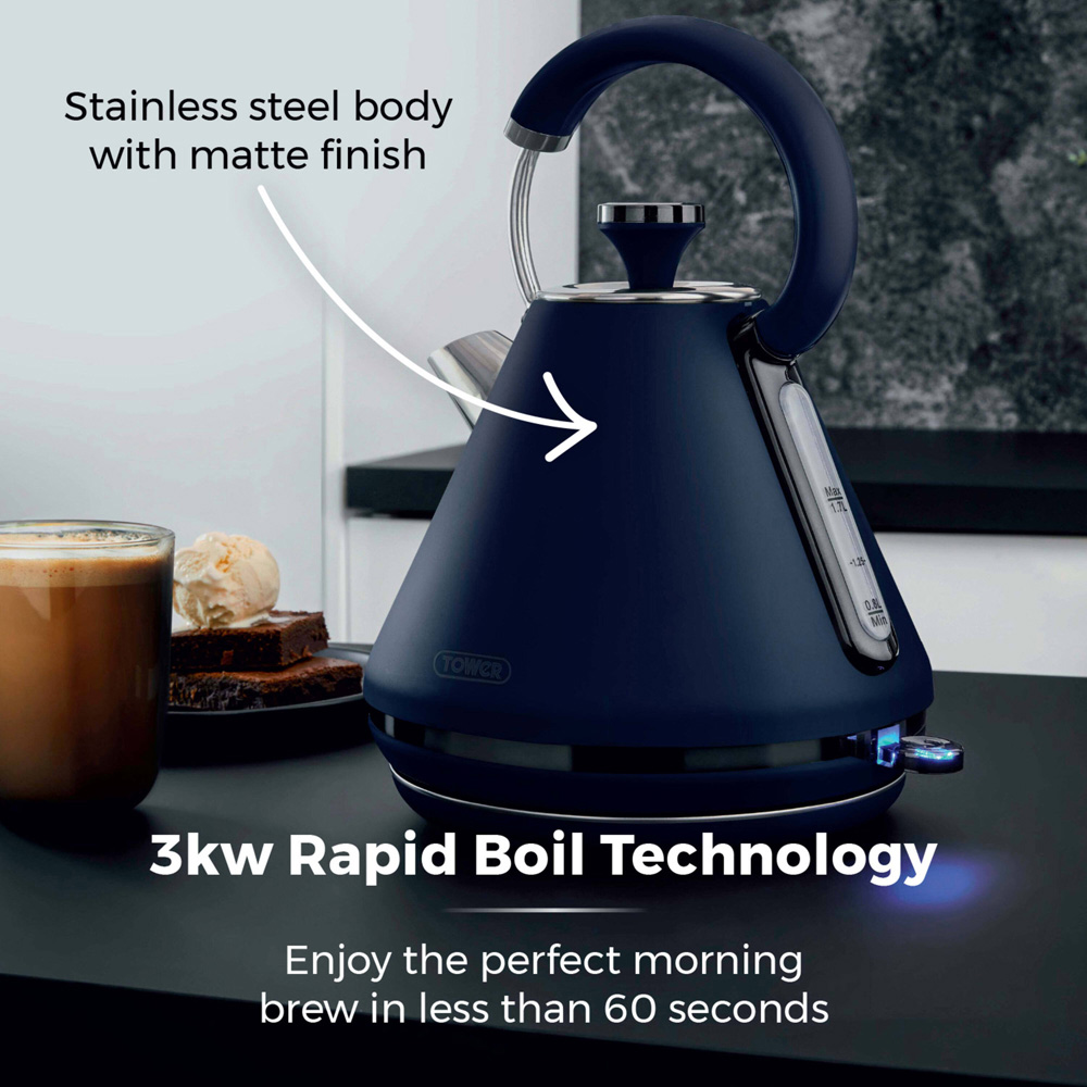 Tower Sera T10079MNB Midnight Blue 1.7L Pyramid Kettle Image 4