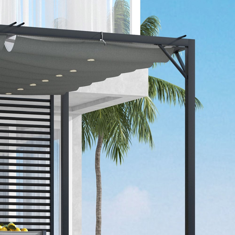 Outsunny 3 x 2.8m Grey Retractable Sun Shade Pergola Roof Image 3