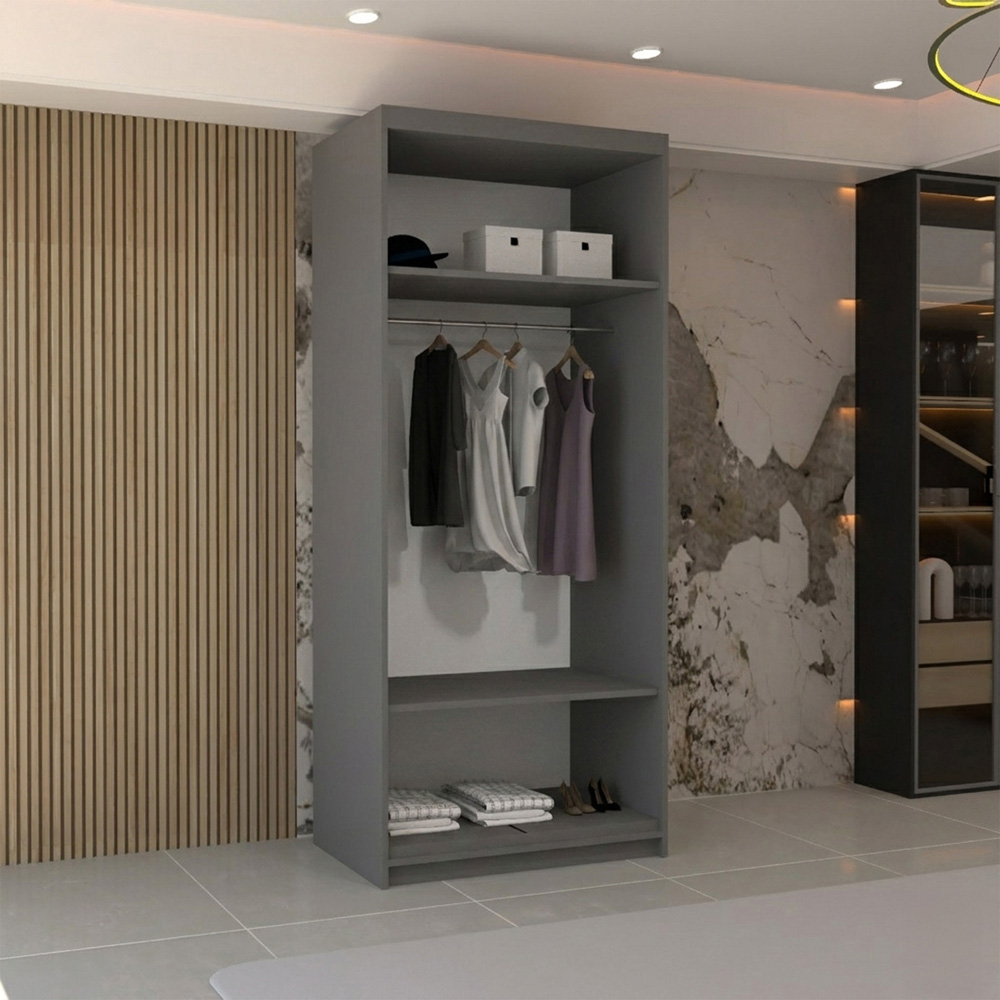 M N Furniture Modern Gala 2 Door Grey Mirrored Sliding Wardrobe 90cm Image 3
