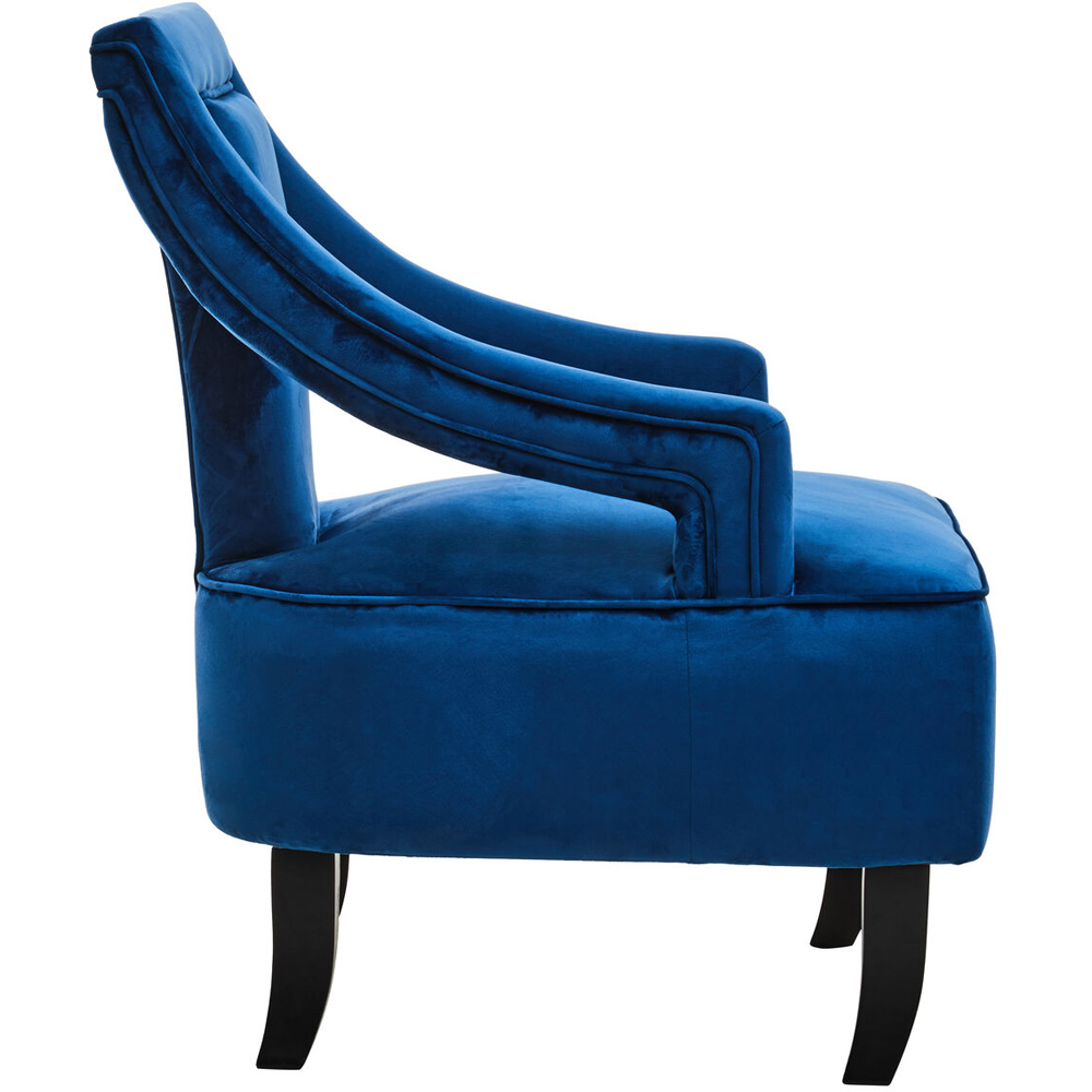 Premier Housewares Faye Midnight Blue Velvet Accent Chair Image 4
