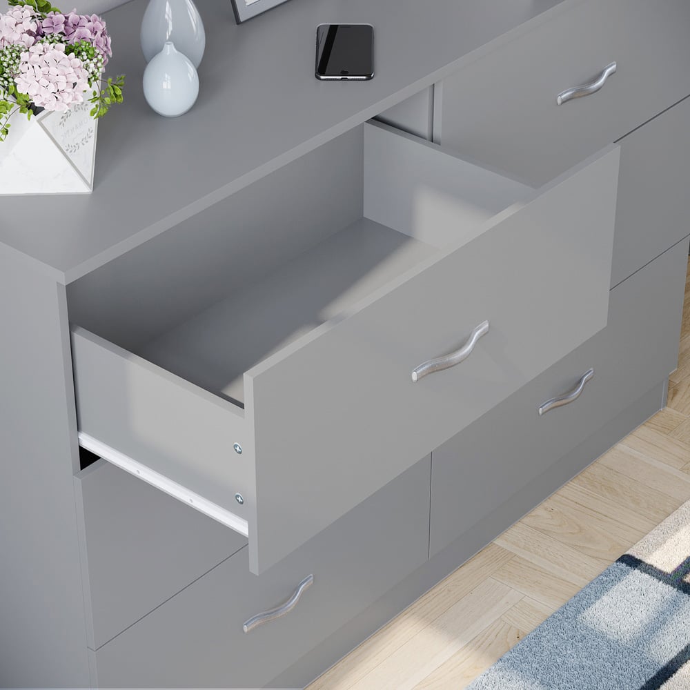 Vida Designs Riano 6 Drawer Grey Chest of Drawers with Metal Handles Image 4