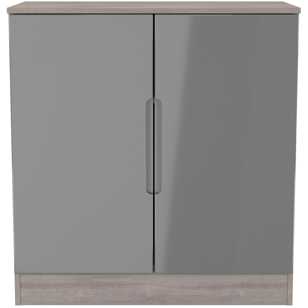 Crowndale Milan 2 Door Grey Gloss and Grey Oak Storage Cabinet Ready Assembled Image 3