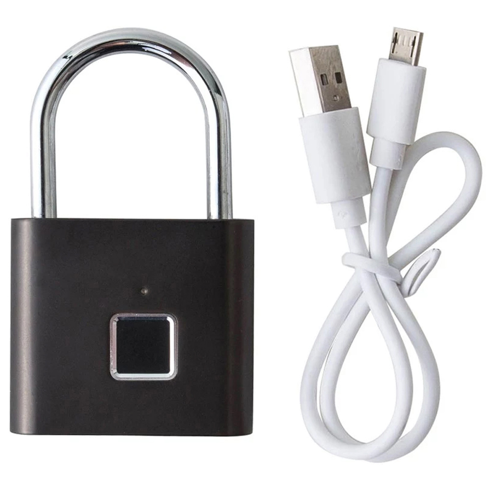 Ener-J ZD-GL01 Black Fingerprint Padlock with USB Image 1