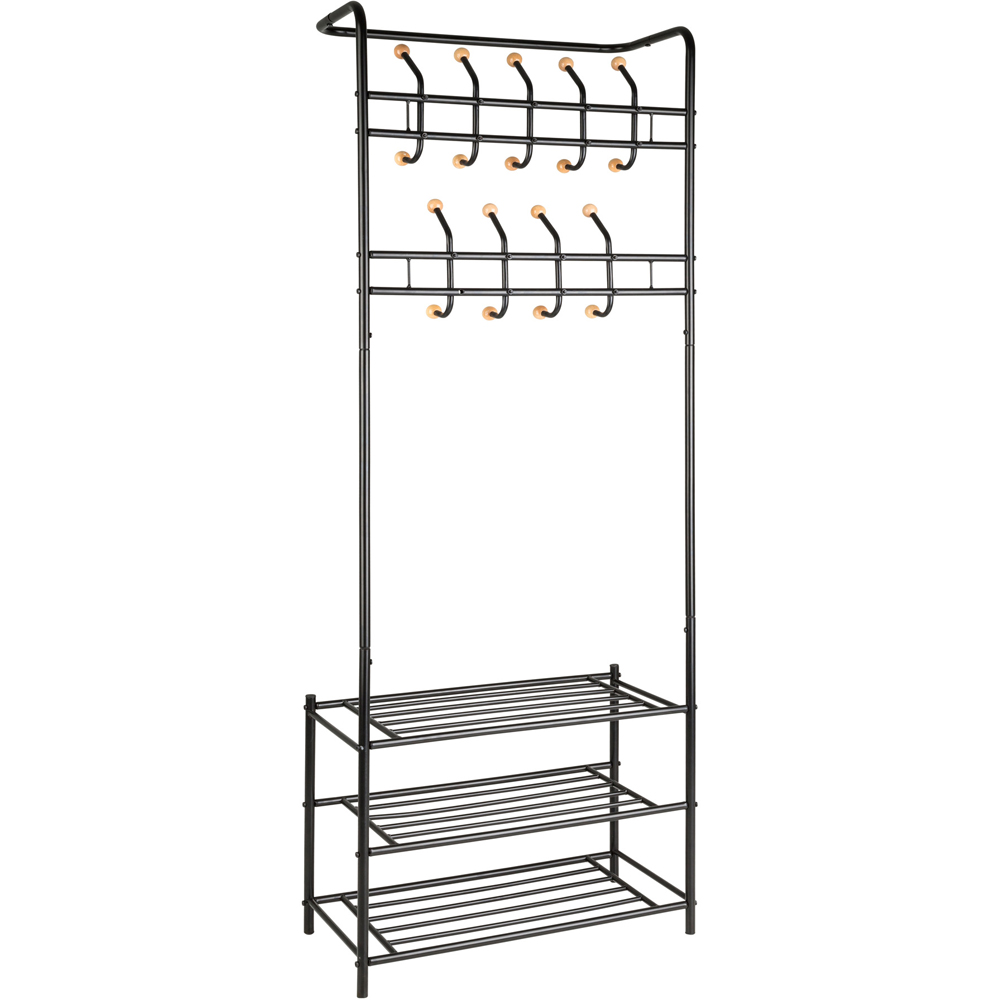 tectake 3 Shelf Coat and Shoe Rack with 18 Hooks Image 4