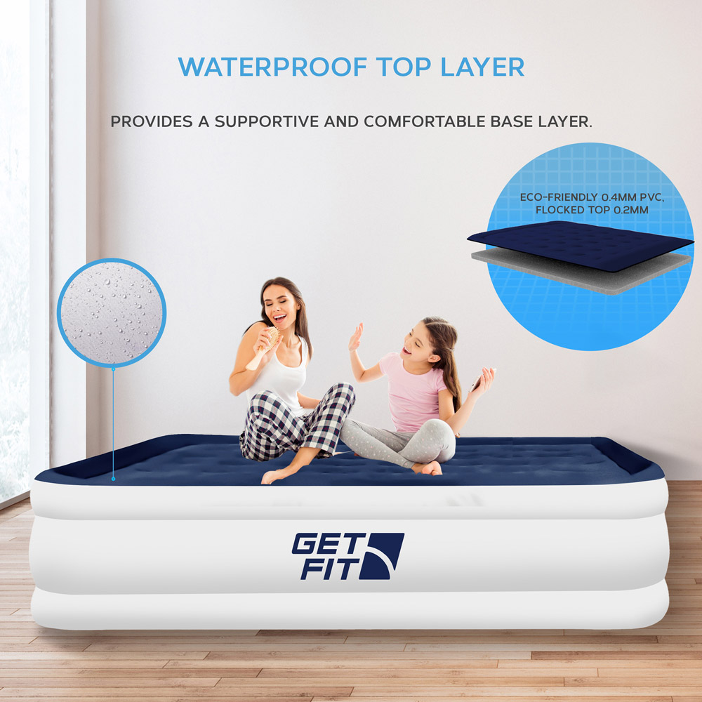 Get Fit White and Navy King Size Inflatable Air Bed with Built-in Electric Pump Image 3