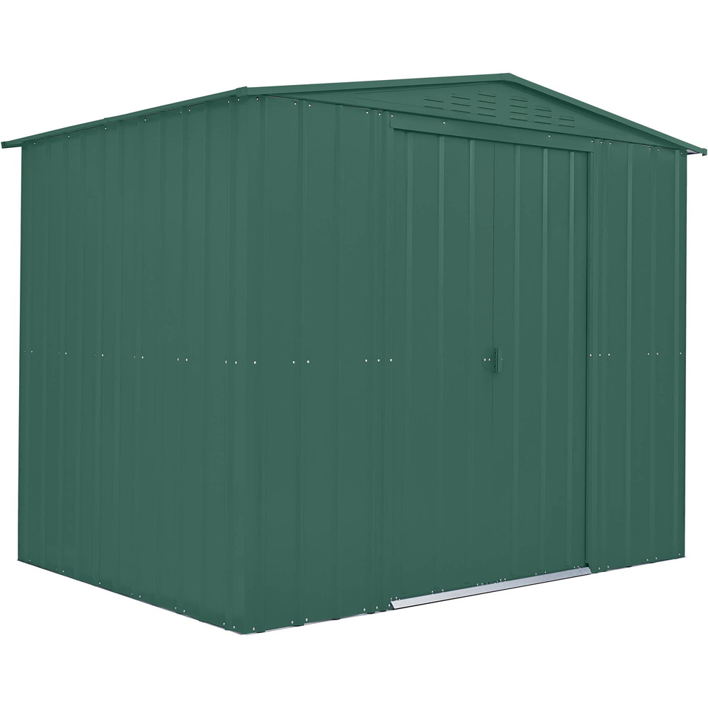 Globel 8 x 6ft 2 Door Green Metal Apex Garden Shed Image 1