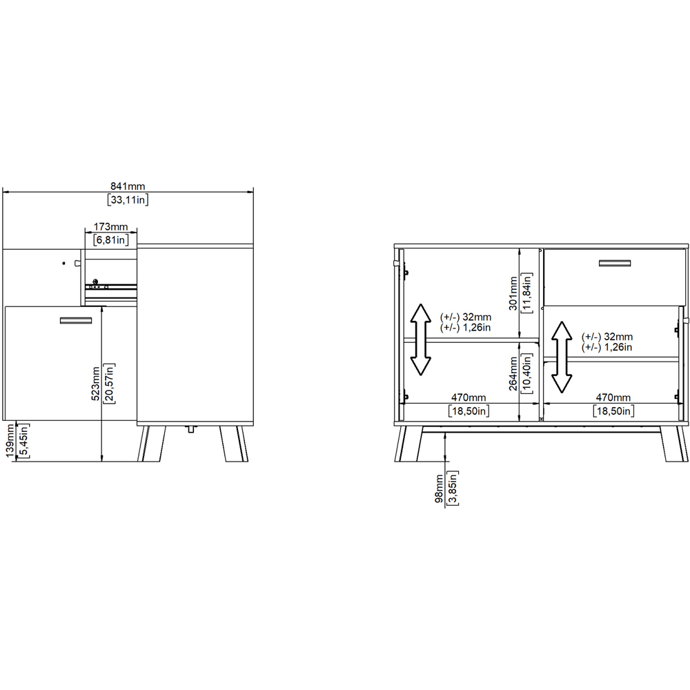 Furniture To Go 2 Door Single Drawer White and Brown Sideboard Image 9