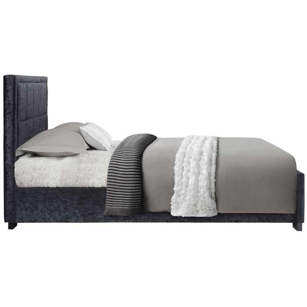 Hannover Small Double Black Velour Bed Frame Image 3