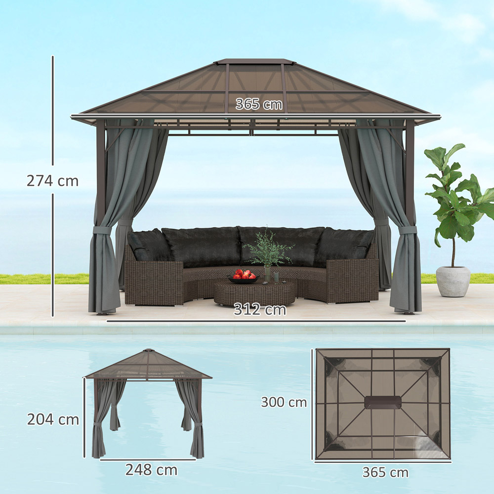 Outsunny 3.6 x 3m Grey Polycarbonate Roof Hard Top Gazebo Image 8