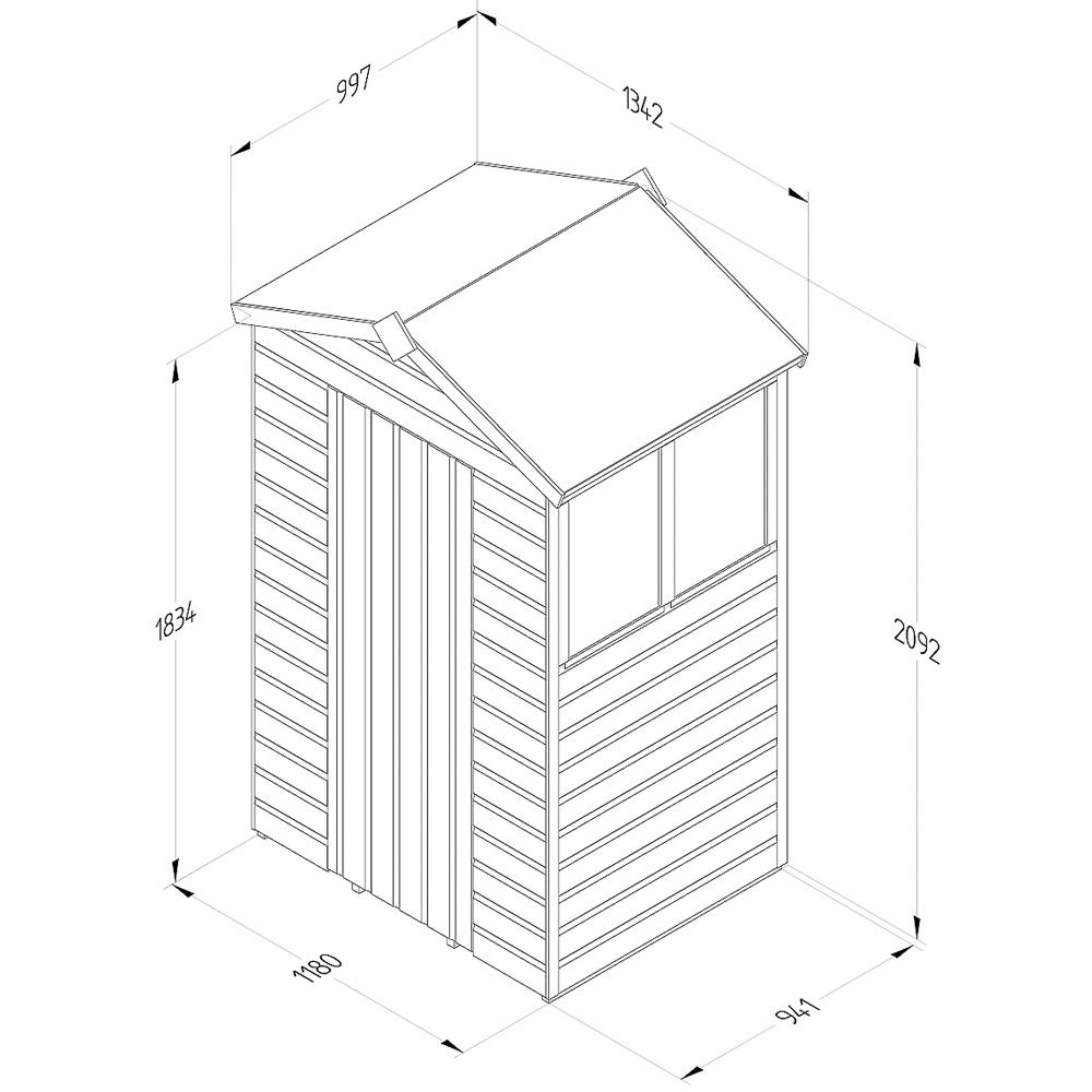 Forest Garden Beckwood 4 x 3ft Single Door 2 Windows Shiplap Apex Shed Image 9