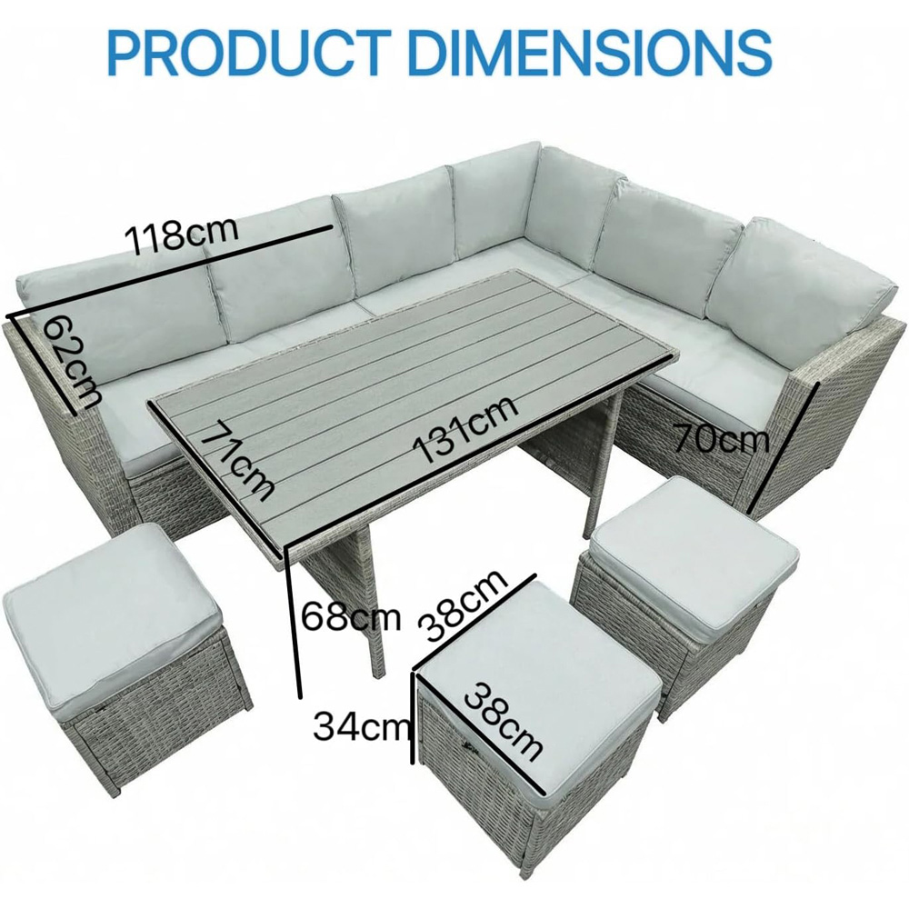 Alivio 9 Seater Grey Rattan Garden Sofa Set with Table and Cushions Image 6