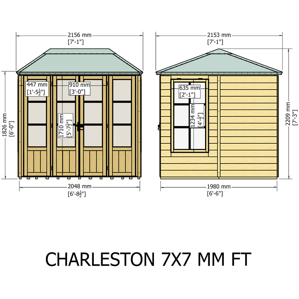 Shire Charleston 7 x 7ft Double Door Summerhouse Image 7