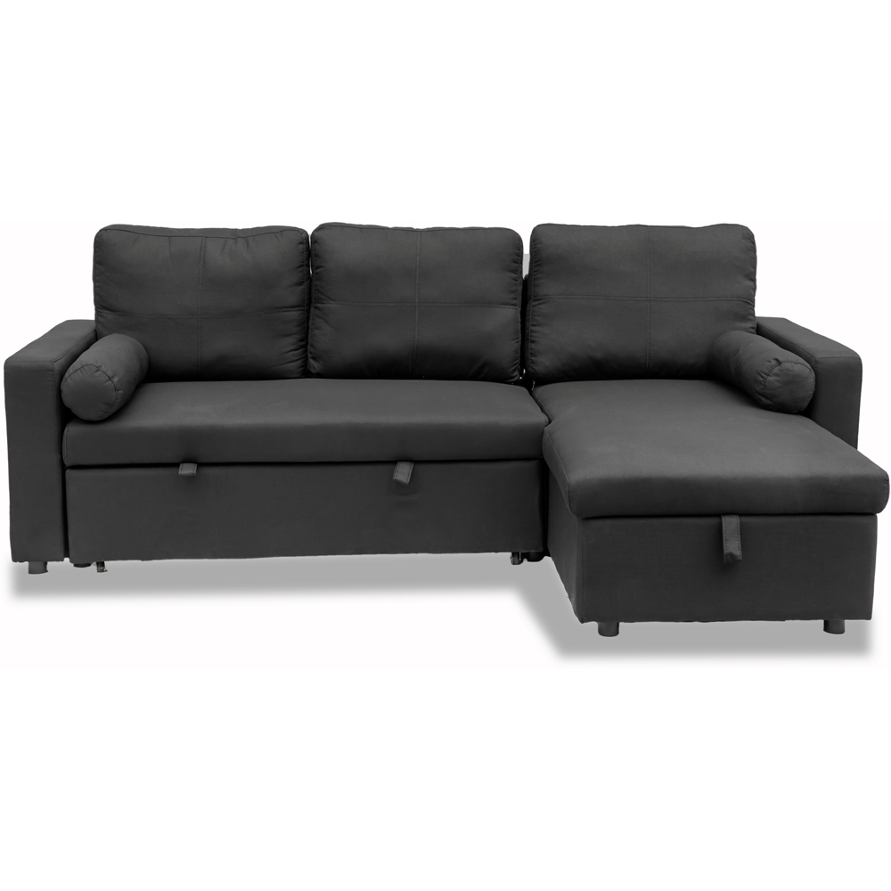 Indoor Living Manhattan 3 Seater Black Corner Sofa Bed Image 7