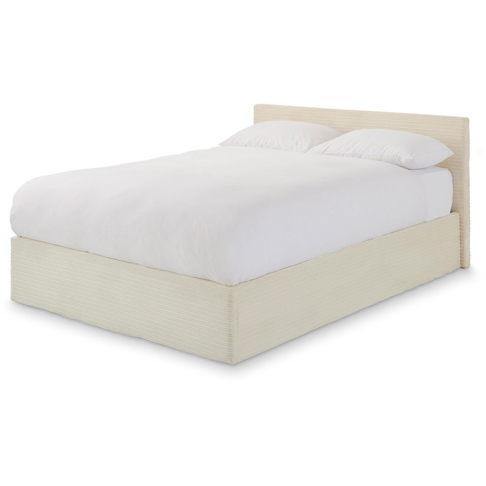 GFW Double Cream Corduroy End Lift Ottoman Bed Image 2