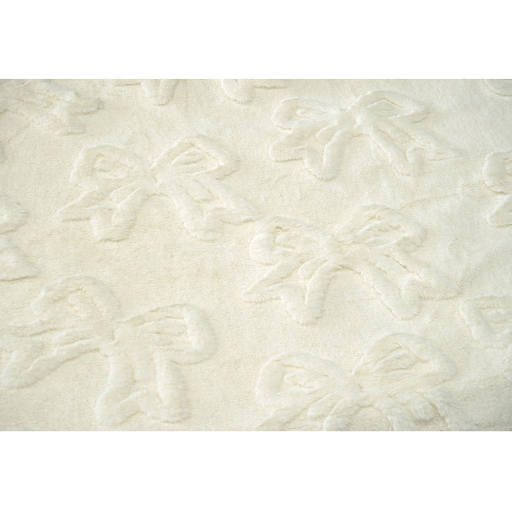 Bow Faux Fur Heated Electric Throw White Image 7