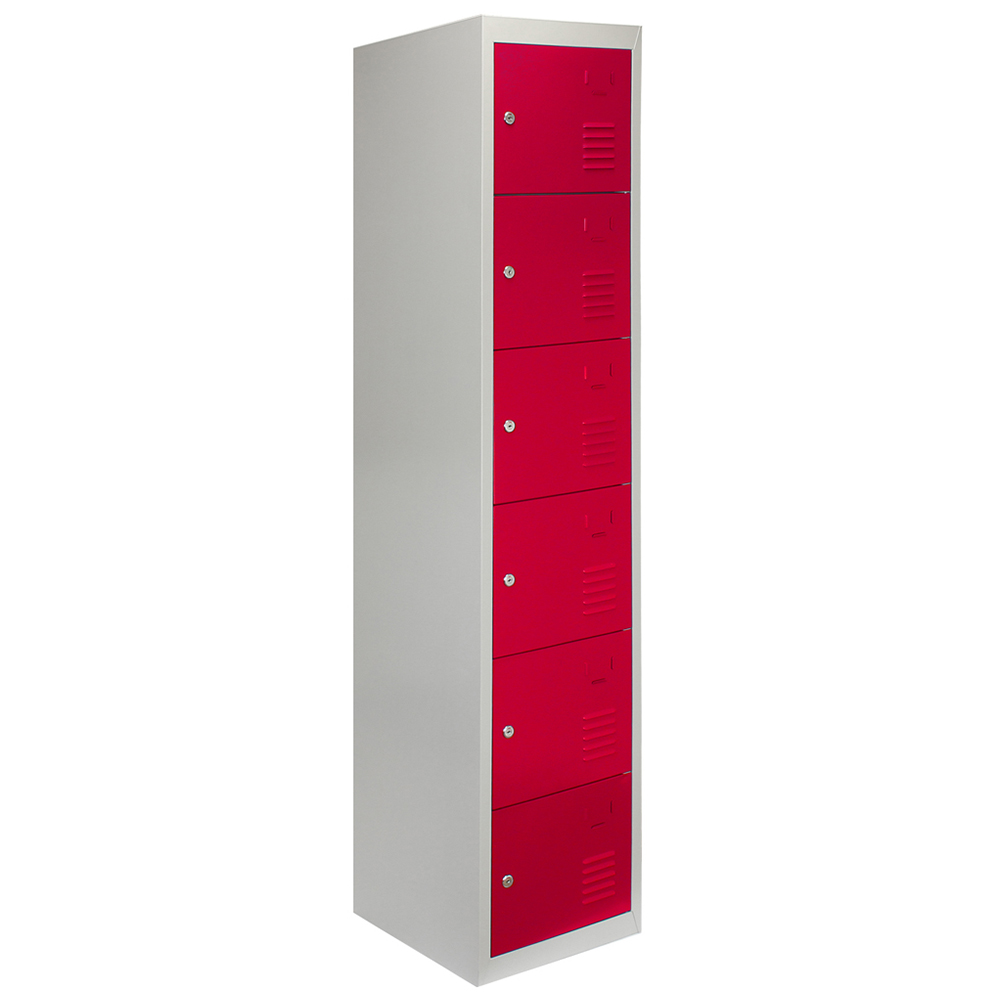 MonsterShop 6 Door Red Metal Storage Locker Image 2