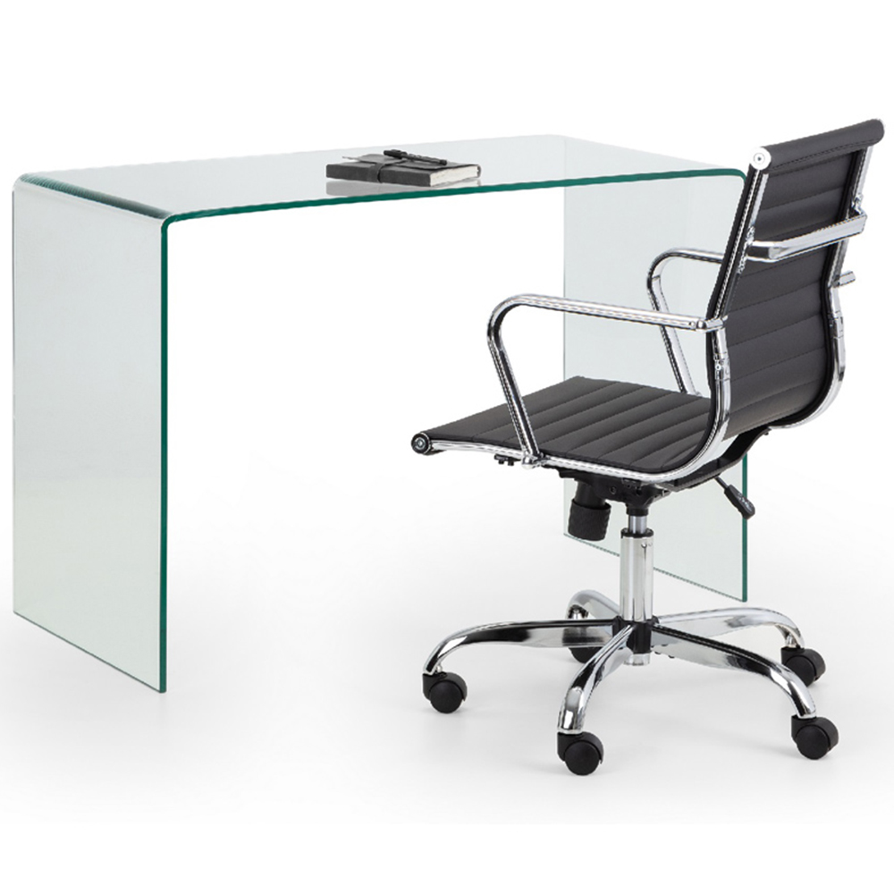 Julian Bowen Amalfi Gio Glass Desk and Black Swivel Office Chair Image 2
