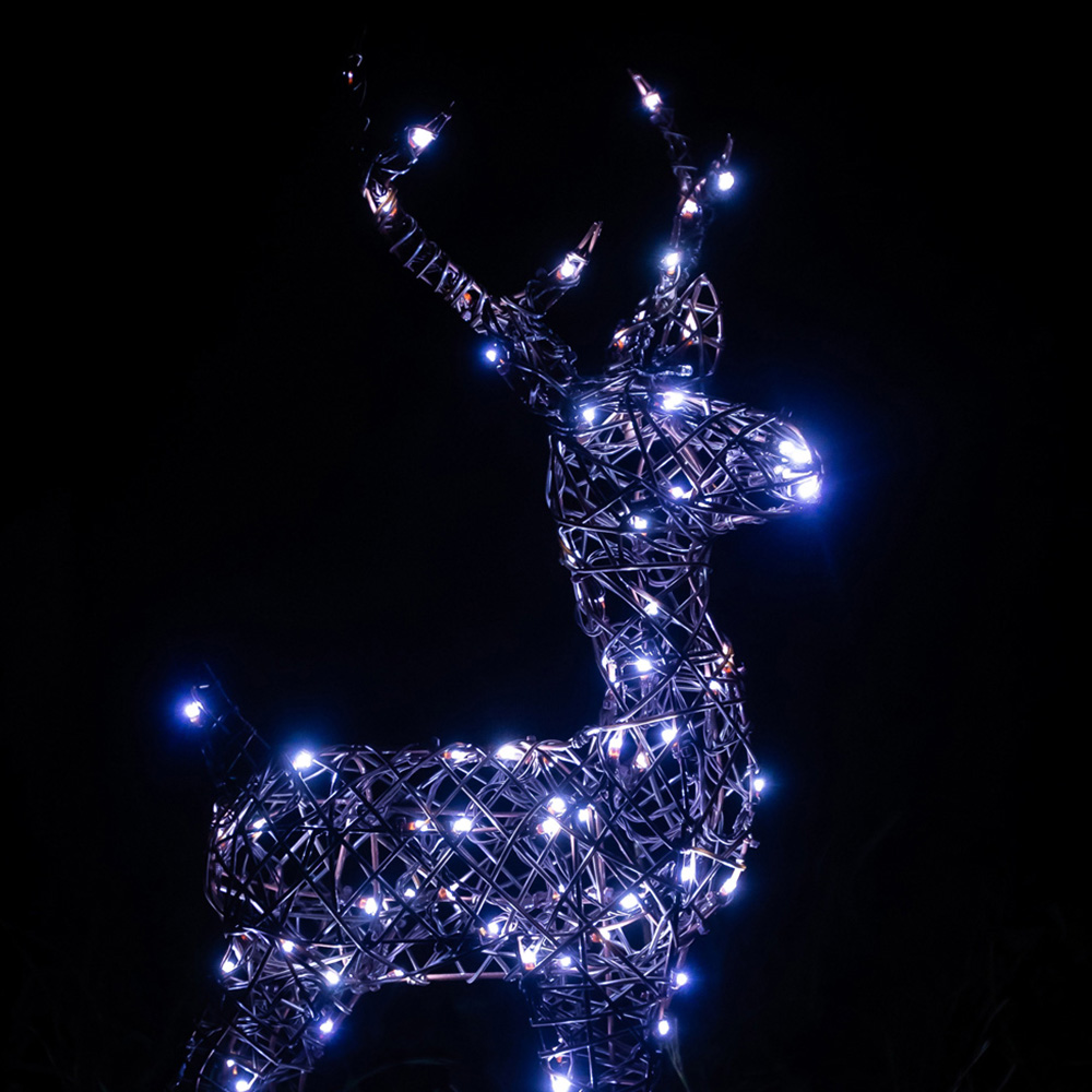 The Christmas Centre 90 LED Brown Wicker Light-Up Small Stag Reindeer 60cm Image 6