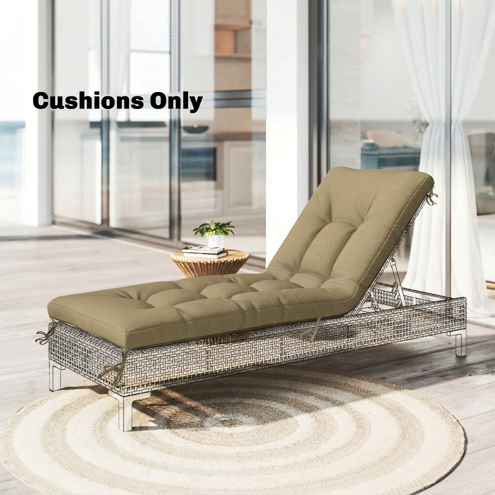 Outsunny Memory Foam Sun Lounger Cushion with Ties Image 2