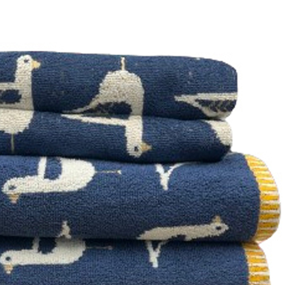 Bellissimo Sea Gull Turkish Cotton Navy Hand and Bath Towels Set of 4 Image 2