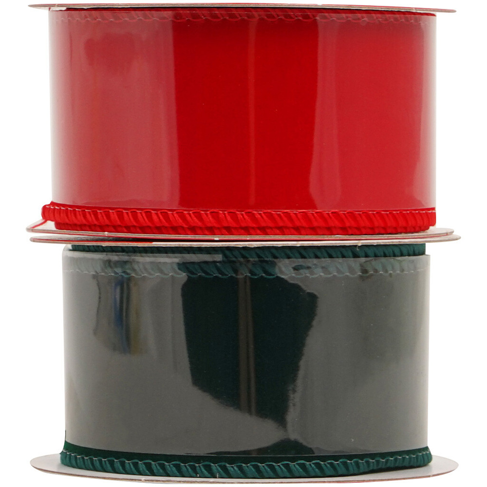 2.7m Velvet Ribbon - Red & Black Image 1